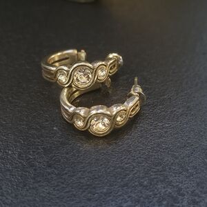 Vintage Half Hoop Rhinestone Earrings